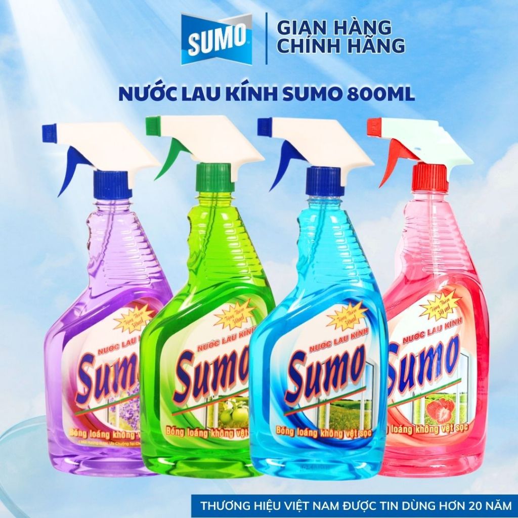 Nước Lau Kính Sumo 800ml 4 Mùi Hương tự chọn Lau Kính Ô Tô Lau Kính Bàn Ăn Lau Kính Hồ Cá