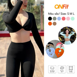 Áo Tập Gym Nữ Dài Tay Xoắn Ngực Creora Onfit Croptop Sexy Long Sleeve Tập Yoga Sport Yoga, Pilates, Pickleball AOW24002