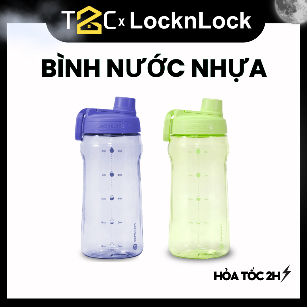 Bình nước LocknLock 1.5L Vạch Chia Thời Gian Tiện Lợi Màu Xanh, Tím Hãng Chính HAP941 - T2C | BigBuy360 - bigbuy360.vn