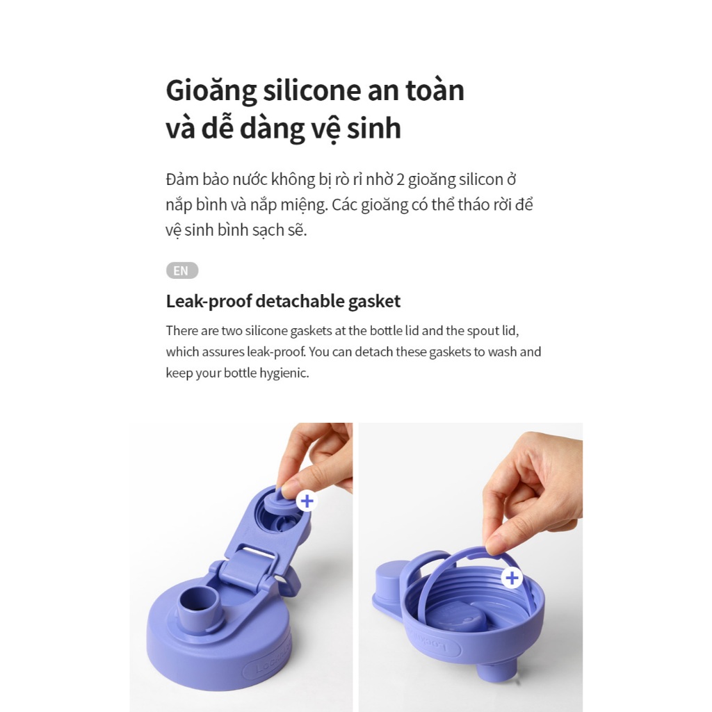 Bình nước LocknLock 1.5L Vạch Chia Thời Gian Tiện Lợi Màu Xanh, Tím Hãng Chính HAP941 - T2C | BigBuy360 - bigbuy360.vn