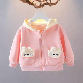  Áo khoác nỉ hoodie tai thỏ dễ thương cho bé gái 