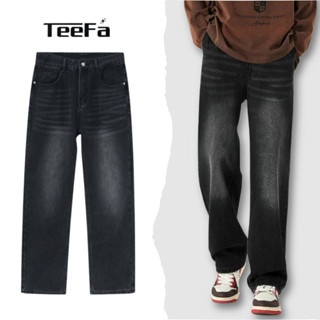 Quần Jean Suông Rộng Nam Teefa - Quần Bò Ống Đứng, Chất Denim Dày Dặn, Màu Đen Wash, Đa Dạng Đủ Size