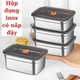  COMBO 5 Hộp 2200 Inox Có Nắp Đậy Nhựa Silicon Tiện Lợi chất liệu inox 304 