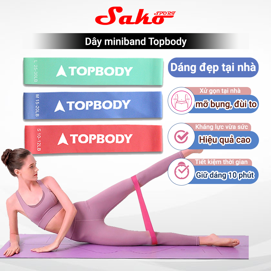 Dây Kháng Lực Tập Gym, Dây Mini band Tập Mông Đùi Chính Hãng SAKO TOPBODY