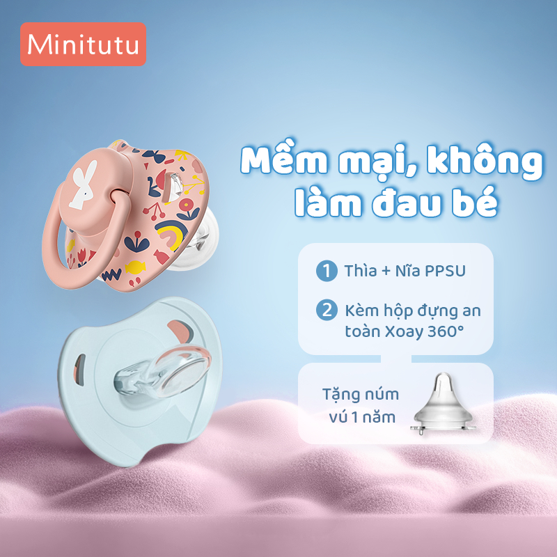 Núm vú giả Minitutu Kích thước nhỏ Kích thước trung bình Silicone lỏng Mềm và không mùi Thích hợp cho bé 0~ 6+tháng tuổi