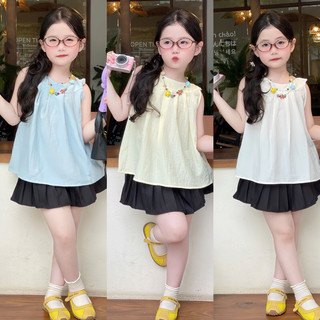 Áo sát nách bé gái dáng babydoll,  chất liệu thô đũi thoáng mát Viola Kids AC2