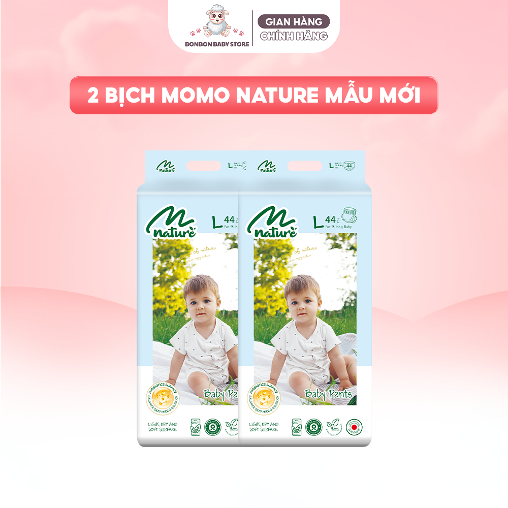   2 BỊCH  Tã Bỉm Dán Quần MOMO NATURE Mềm Mại  An Toàn Cho Da 