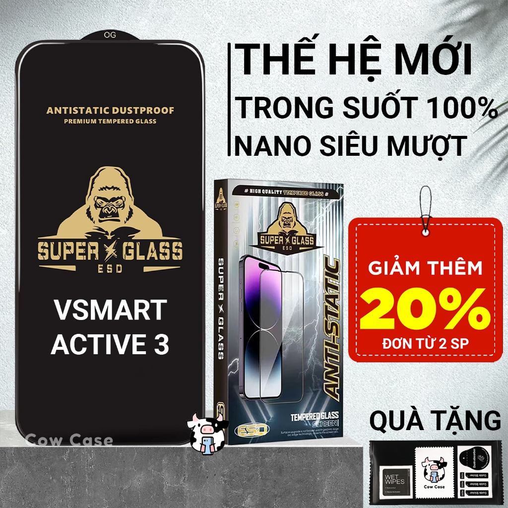 Kính cường lực Vsmart Active 3  full màn | Miếng dán bảo vệ màn hình cho Vinsmart Cowcase