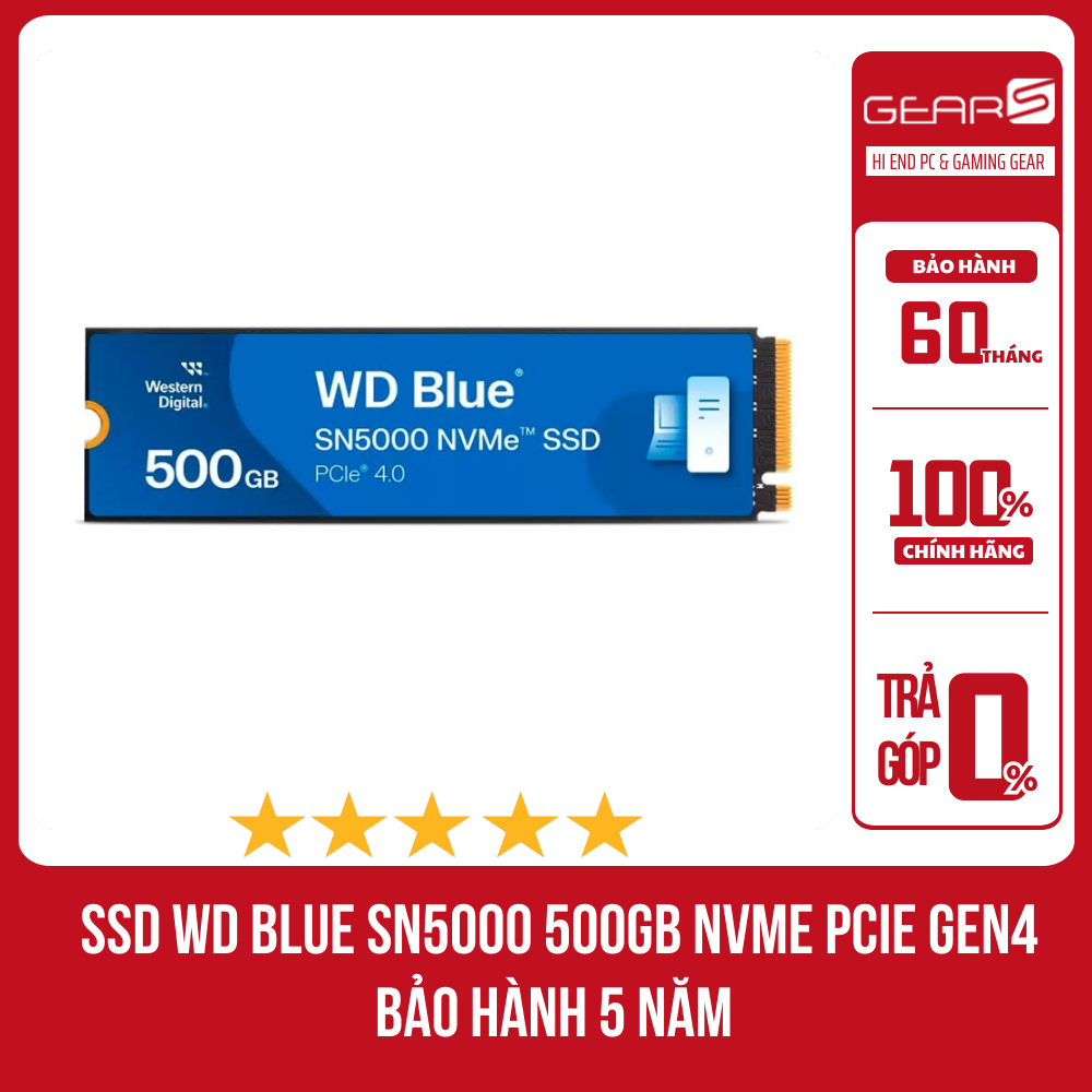 [FULL VAT]Ổ cứng SSD WD SN5000 Blue 500GB NVMe 4x4 (Đọc 5000MB/s - Ghi 4000MB/s) - Bảo hành Hồng anh