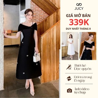  Váy Dự Tiệc Sang Trọng HN Thiết Kế Dáng Dài Màu Đen Trễ Vai Thanh Lịch Tối Giản Tôn Dáng Chống Nhăn JUCY STUDIOS  A79 