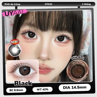   0~4 độ 1 Cặp Lens Cận 1 tháng kính áp tròng MCK1 UYAAI LENS 14,5mm Lens Milk Ball Lens đen tự nhiên 
