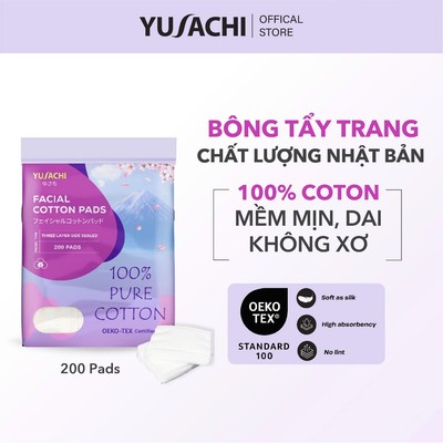 Bông tẩy trang chất lượng Nhật Bản Yusachi 100% cotton chứng nhận Oeko Tex