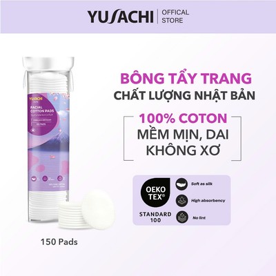 Bông tẩy trang tròn Yusachi 100% Cotton, bông tẩy trang vuông mềm mịn với làn da nhạy cảm