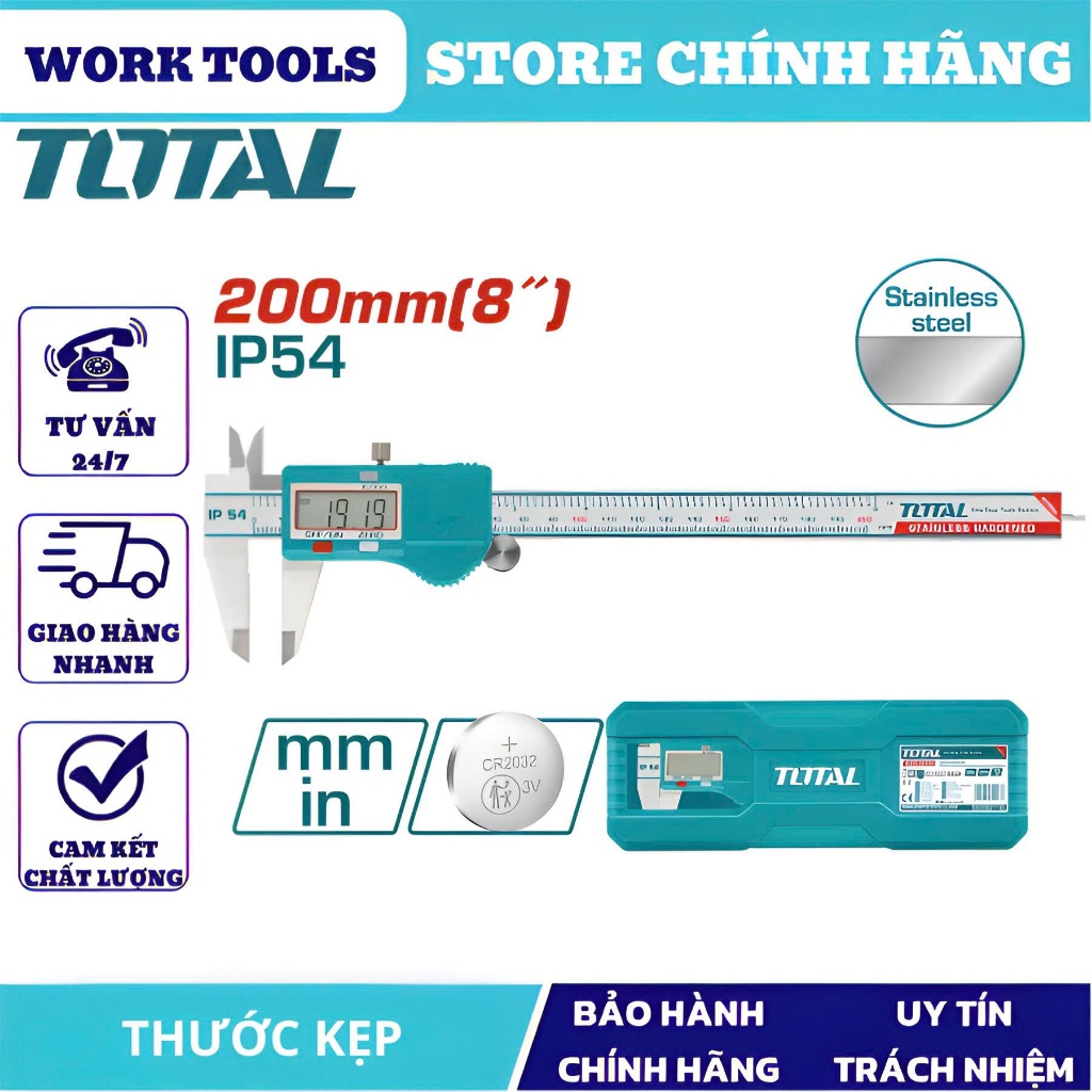 ĐỒ NGHỀ TOTAL Thước cặp điện tử 200MM TMT322006