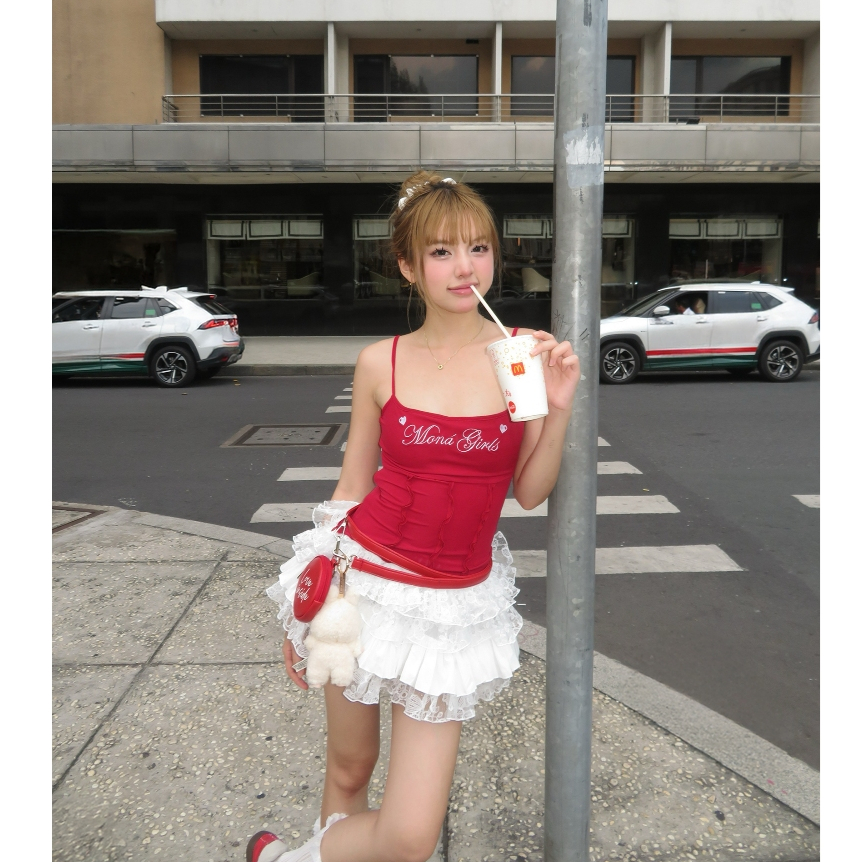Chân váy nữ MONÁ nhún bèo nhiều tầng vải kate phối ren hoạ tiết thêu hoa - SORA SKIRT | BigBuy360 - bigbuy360.vn