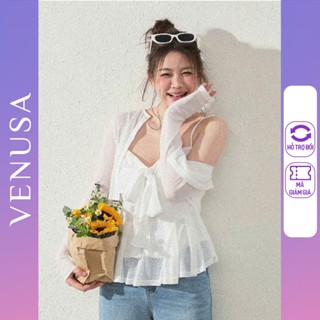 Áo nữ BIGSIZE 2 dây thắt nơ trước mix áo khoác chất thun giấy mỏng màu trắng Venusa Store