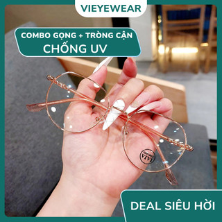  Gọng kính cận nam nữ dáng oval VE17 Chất liệu kim loại nhận cắt cận viễn loạn Kính mắt ViVi 