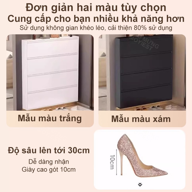 MY Tủ giày treo tường 2-3-4 lớp, Tủ giày có thể gập lại bằng thép Chống bụi Không thấm nước Chống ẩm | BigBuy360 - bigbuy360.vn