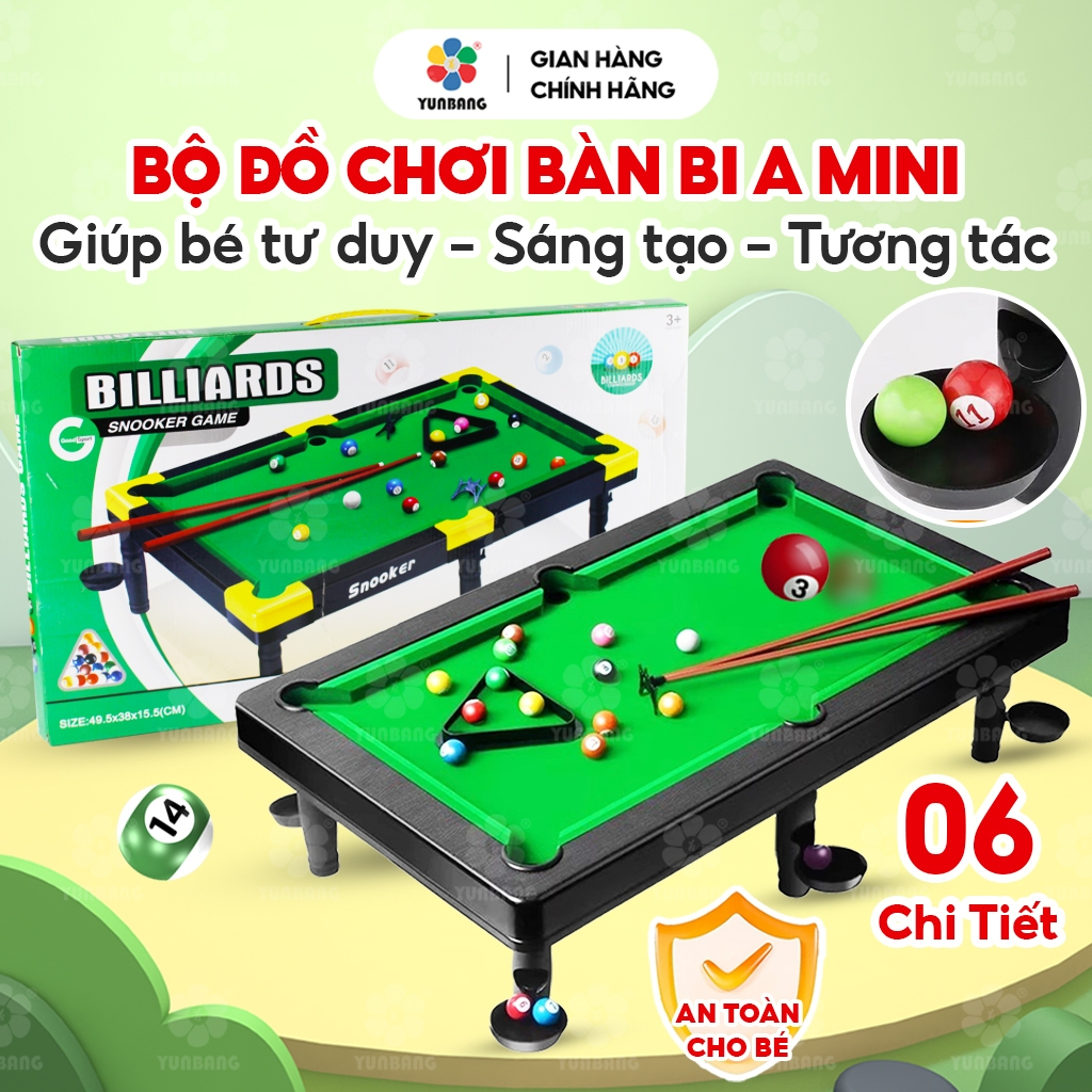 Đồ Chơi Bàn Bi a Mini Nhựa PVC Cao Cấp Cho Bé, Bàn Bida Đầy Đủ Phụ Kiện