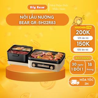 Nồi Lẩu Nướng Đa Năng BEAR Đa Chức Năng Nấu Lẩu Chiên Nướng Hầm Ninh Xào, Lòng Nồi Chống Dính Cao Cấp GR-5H22R83