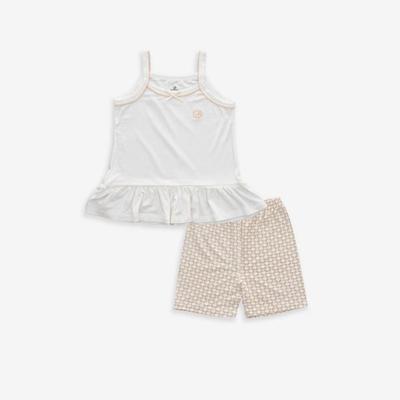 Bộ 2 dây quần đùi bé gái Bambus Iconic 2 1531IN Bubaby Trắng