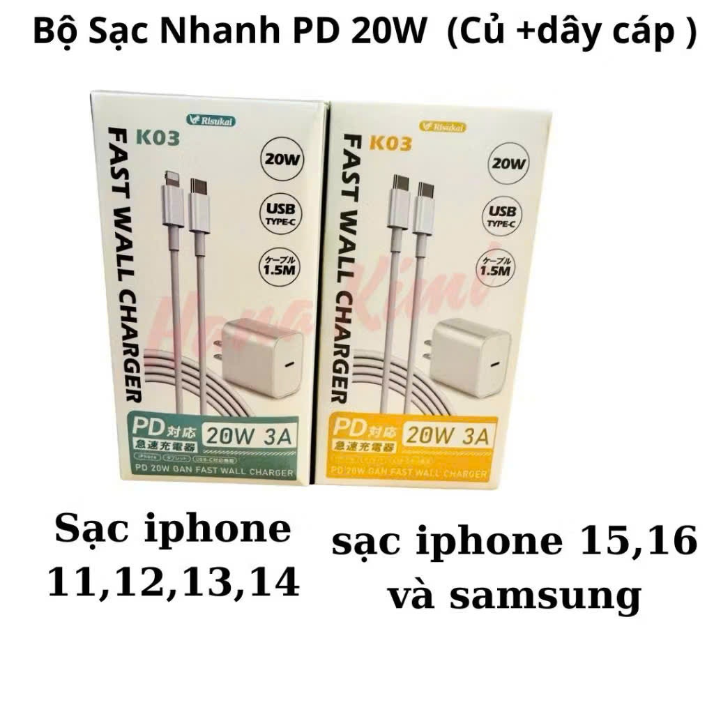 Bộ sạc nhanh K03 Risukai Nhật Bản (dây dài 1.5m)