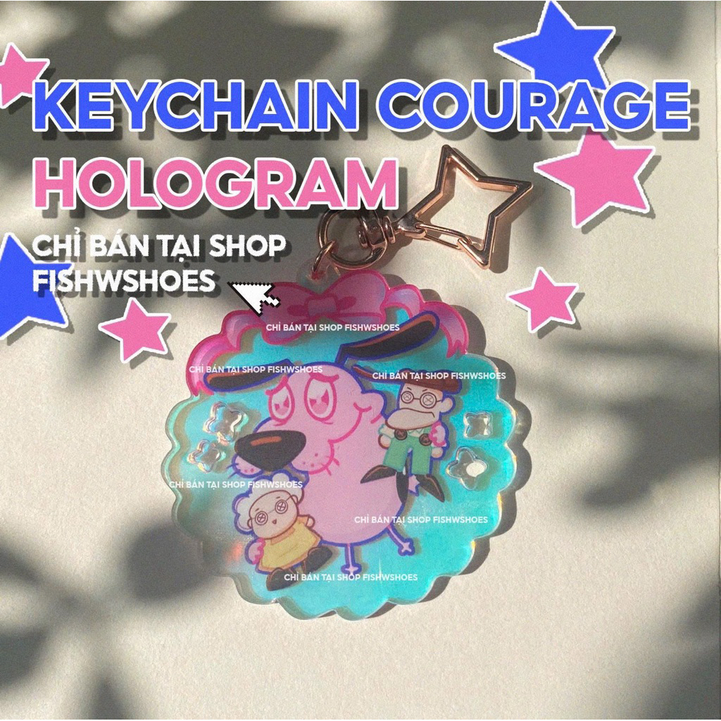 [fishwshoes] Móc khoá Keychain hologram Courage chú chó nhút nhát dễ thương