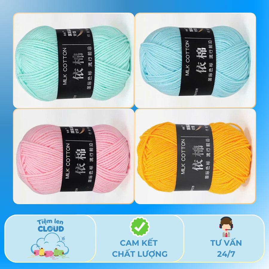 Len milk mác đen 50gr - Tiệm Len Cloud