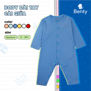 Bộ body dài BENTY trơn basic chất liệu mềm mịn mát, body ngủ mặc điều hòa cho bé trai bé gái