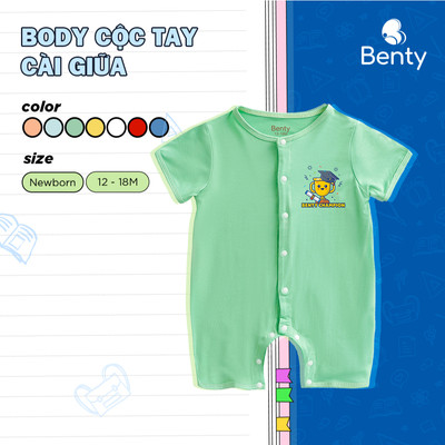 Body cộc tay cài giữa in hình champion BT118 BENTY dễ thương mát mềm mịn, bodysuit cho bé