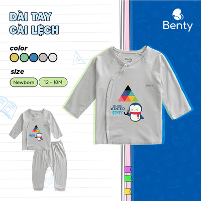 Bộ dài tay cài lệch in hình winter BENTY BT064 chất liệu cao cấp, cho bé từ sơ sinh đến 18 tháng