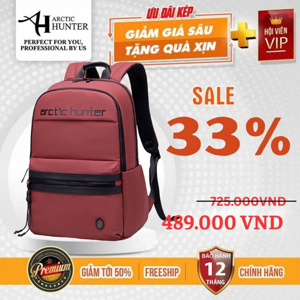 Balo học sinh Arctic Hunter B00536 đựng máy tính 15.6 inch, chất liệu Oxford chống thấm nước