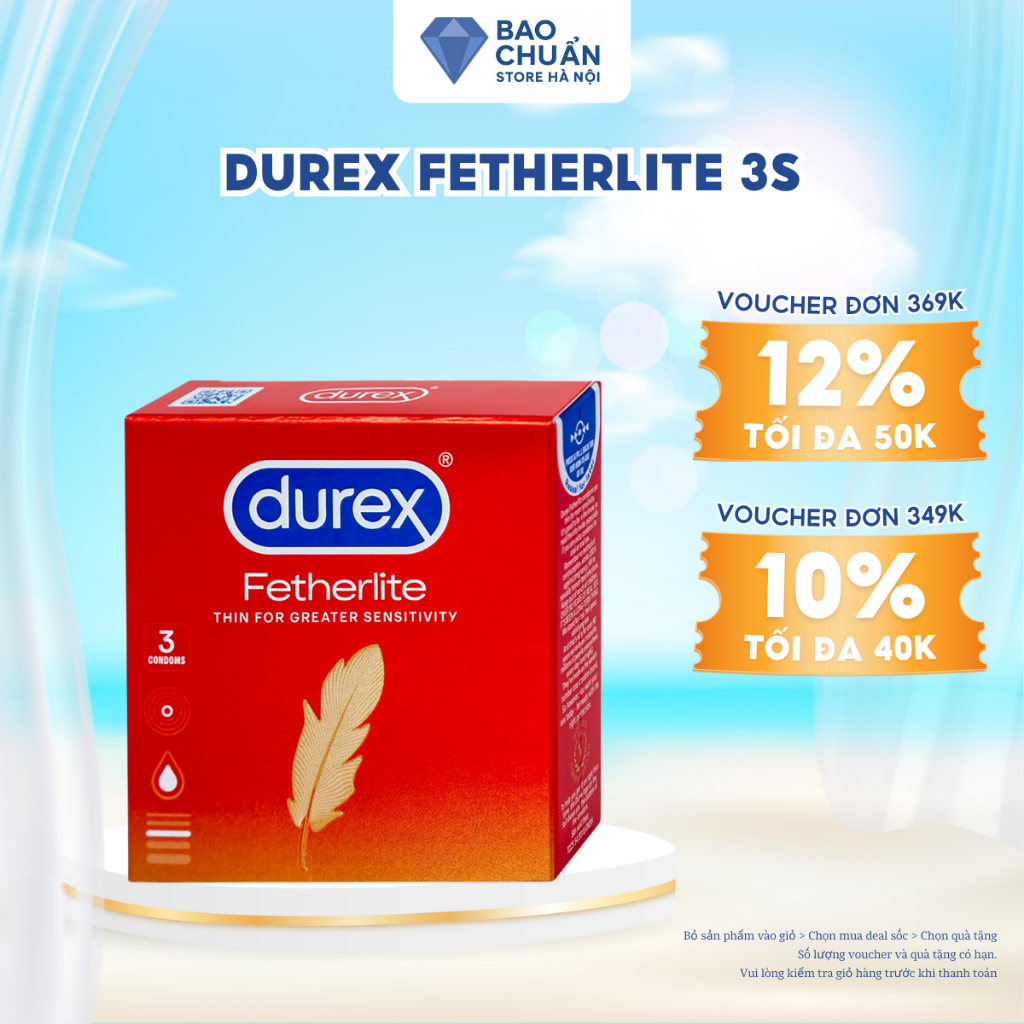 [GIAO HỎA TỐC] Bao Cao Su Durex Fetherlite 3s Siêu Mỏng Vừa Vặn Bôi Trơn Dễ Dàng Độ An Toàn Cao - 3 Cái