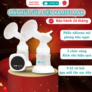  Máy Hút Sữa Điện Đôi Silicon Kamidi Max 9 Cấp Độ Phễu Silicon Cao Cấp Mềm Mại Kèm Bình Sữa Cho Bé 