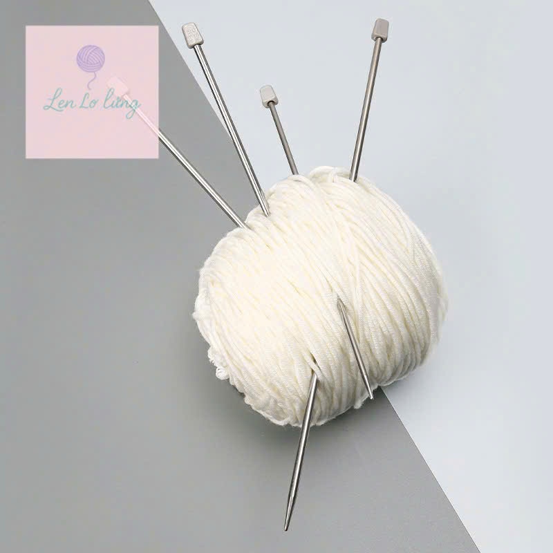 Kim đan len inox thẳng dùng đan khăn quàng cổ nón len dài 25cm