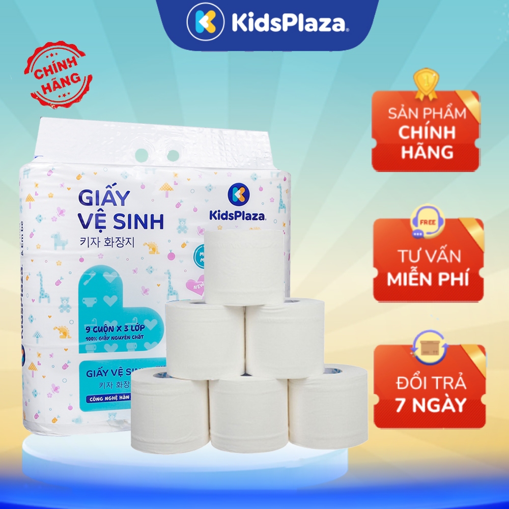 Giấy vệ sinh KidsPlaza 3 lớp 9 cuộn chính hãng