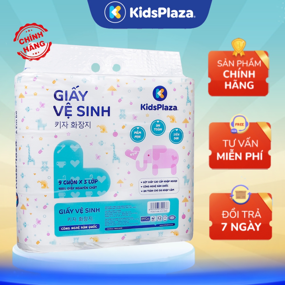 Giấy vệ sinh 9 cuộn 3 lớp Kids Plaza
