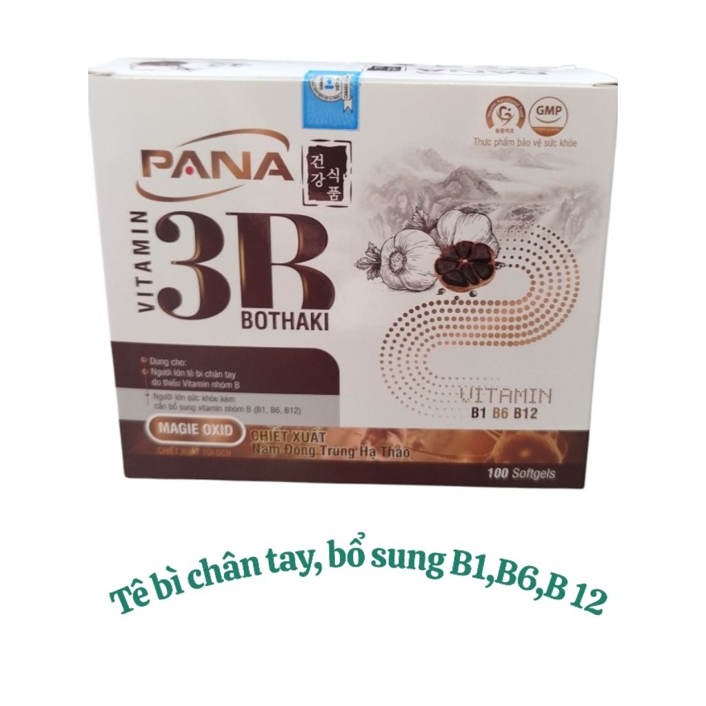 Vitamin 3B (B1,B6,B12) bổ sung vitamin cho người lớn có biểu hiện tê bì chân,tay, hộp 100 viên