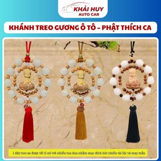  🛒  KHÁNH TREO GƯƠNG Ô TÔ – PHẬT THÍCH CA & 10 BÔNG SEN GỖ HOÀNG DƯƠNG | DÂY TREO PHONG THỦY MAY MẮN – KHAIHUYAUTO  🛒 