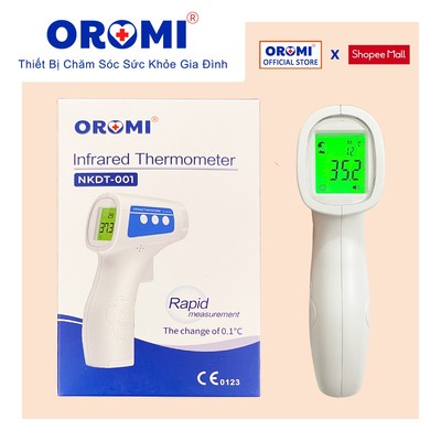 Nhiệt kế điện tử hồng ngoại OROMI NKDT-001 - Có cảnh báo nhiệt độ và bộ nhớ