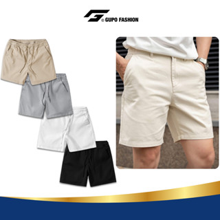  Quần Short Kaki Nhung Basic Nam Nữ Form Rộng Trên Gối Co Giãn Lưng Thun Dây Rút GUPO - GS03B 