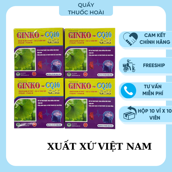 Viên uống bổ não GINKO- CQ10 hỗ trợ hoạt huyết giảm các triệu chứng đau đầu hoa mắt mât ngủ
