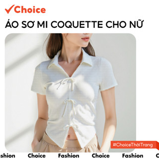 [Choice] Áo Sơ Mi Coquette Cho Nữ HT42 Kiểu Dáng Xinh Yêu Form Baby Tee, Vải Xốp Nhăn Co Dãn 4 Chiều