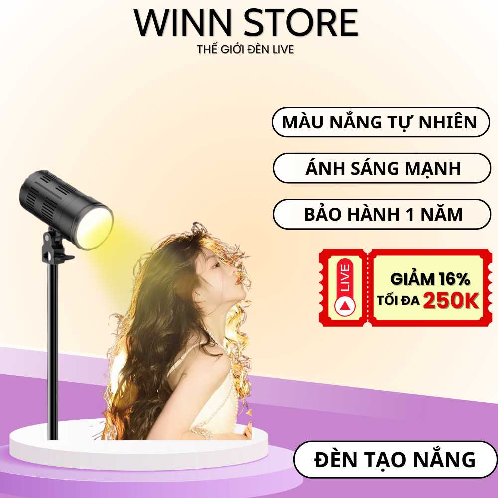 Đèn LED Tạo Nắng Studio Ánh Sáng Màu Tự Nhiên, Kèm Điều Khiển Từ Xa, Dùng Cho Livestream,Quay Video, Chụp Ảnh Studio