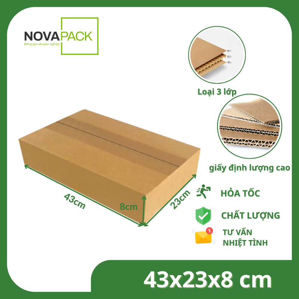 Combo 10 Hộp Carton 43x23x8 Đựng Vợt Pickleball, Bàn Phím, Đóng Gói Hàng Hóa Chống Va Đập