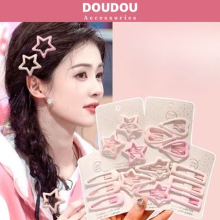  Set 3 Kẹp tóc mái mỏ vịt Doudou Kẹp mái nữ Kẹp BB Kẹp bấm mái nữ Kẹp tóc kim loại Y2K Hàn Quốc FJ091 