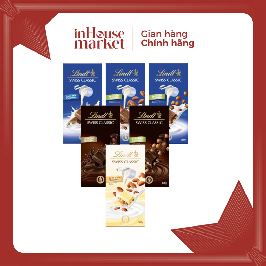 Socola Thanh Lindt Swiss Classic – Ngọt Ngào Truyền Thống, Mịn Màng Chuẩn Vị Thụy Sĩ – Thanh 100g