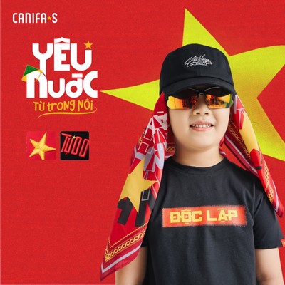 Áo phông unisex trẻ em CANIFA S Độc Lập - Tự do - Hạnh phúc áo thun Yêu Nước Quốc Khánh 2/9 CB 3TS25S031