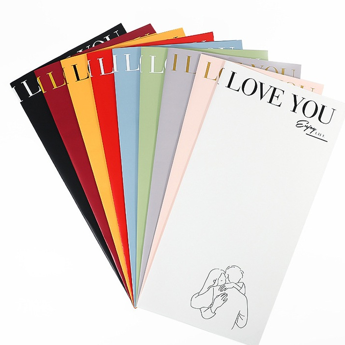 Giấy I Love You, Sỉ giấy gói hoa 2 mặt không thấm nước có họa tiết chữ tình nhân Every day I Love Yo