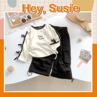  Bộ Đồ Áo Nơ Quần Bo Gấu Cho Bé Gái Size 9-25kg Hey Susie S6923 